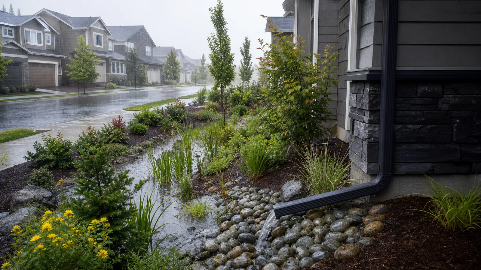 New-Home Drainage in Ridgefield: Rain Gardens, Ponds, and Yards