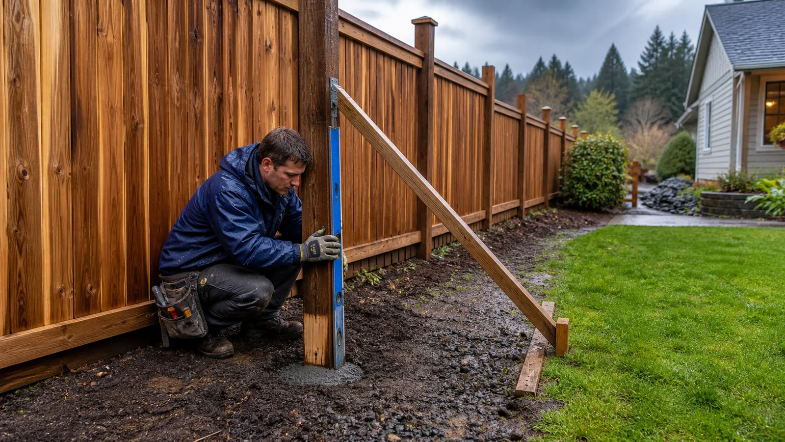 Storm-Damaged Fence Repair in Woodland, WA: Posts, Wet Soil and Permits